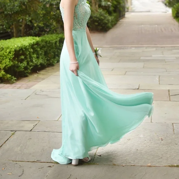 GiGi New York | Dresses | Aquamarine Formal Dress With Sequined Top |  Poshmark